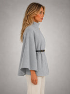 Women's Cape-Sleeve Sweater – Elegant Relaxed Knit in grey, side view
