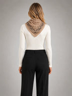 Women's Paisley Triangle Scarf – Lightweight Printed Accessory in khaki, back view