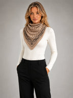 Women's Paisley Triangle Scarf – Lightweight Printed Accessory in khaki, hover view