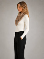 Women's Paisley Triangle Scarf – Lightweight Printed Accessory in khaki, side view
