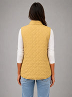 Women's Quilted Field Vest – Lightweight Layering Gilet in yellow, back view