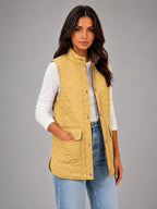 Women's Quilted Field Vest – Lightweight Layering Gilet in yellow, hover view