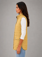 Women's Quilted Field Vest – Lightweight Layering Gilet in yellow, side view