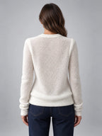 Women's Crewneck Sweater – Soft Knit in White — back view