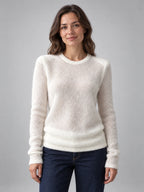 Women's Crewneck Sweater – Soft Knit in White — main view