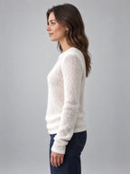 Women's Crewneck Sweater – Soft Knit in White — side view