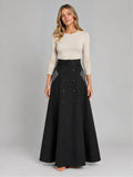 Women's Double-Breasted Maxi Skirt – Belted A-Line in Black — front view