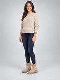 Women's Lug-Sole Ankle Boots – Fur Trim in Beige — on model