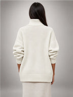 Women's Oversized Turtleneck Sweater – Relaxed Knit in White — back view