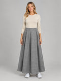 Women's Pleated Maxi Skirt – Relaxed A-Line in Grey — front view