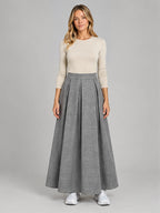 Women's Pleated Maxi Skirt – Relaxed A-Line in Grey — front view