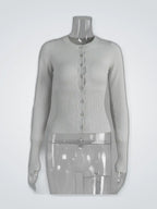 Women's Slim-Fit Knit Cardigan – Long Sleeve in Light Grey — product detail