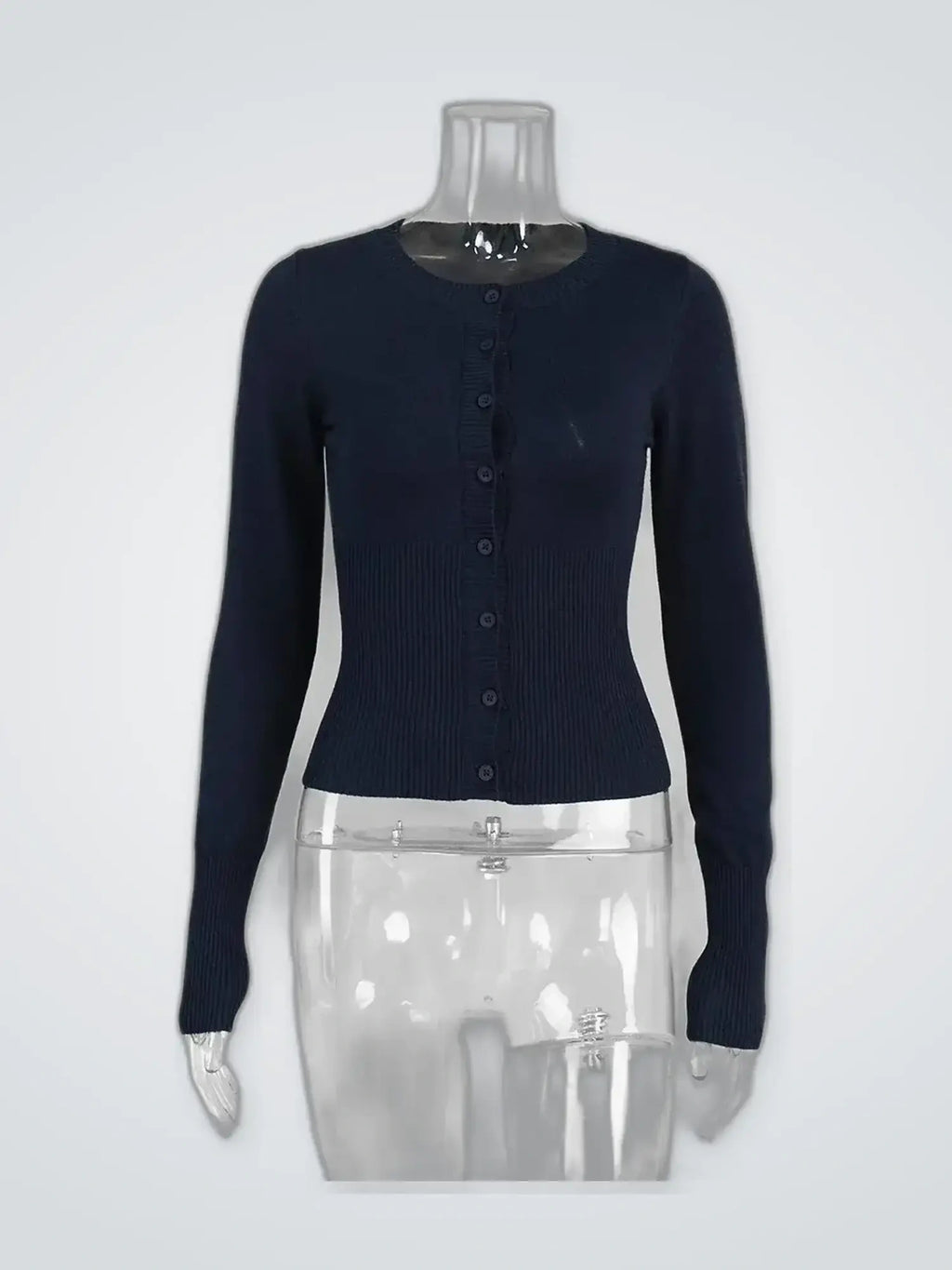 Women's Slim-Fit Knit Cardigan – Long Sleeve in Navy — product detail