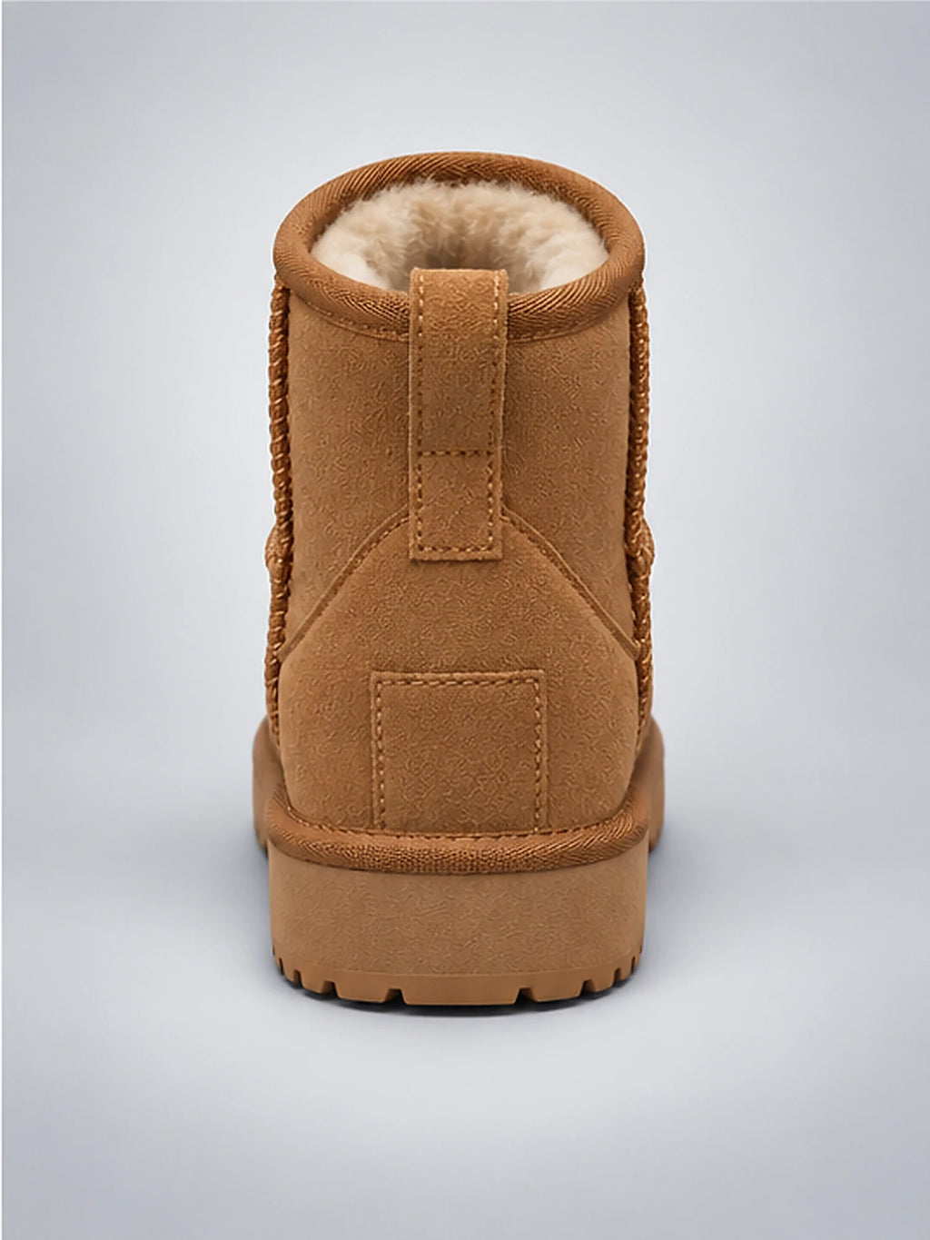 Women's Suede Ankle Boots – Classic Shearling Lined in Chestnut — back view