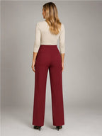 Women's Tailored Trousers – High Waist Straight Fit in Wine — back view