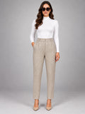 Women's Wool-Blend Trousers – High Waist Tapered Fit in Cream — front view
