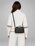 Women's Woven Box Bag – Crossbody Boston Style in Black — back view