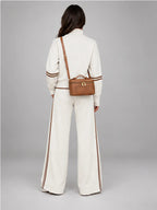 Women's Woven Box Bag – Crossbody Boston Style in Cognac — back view