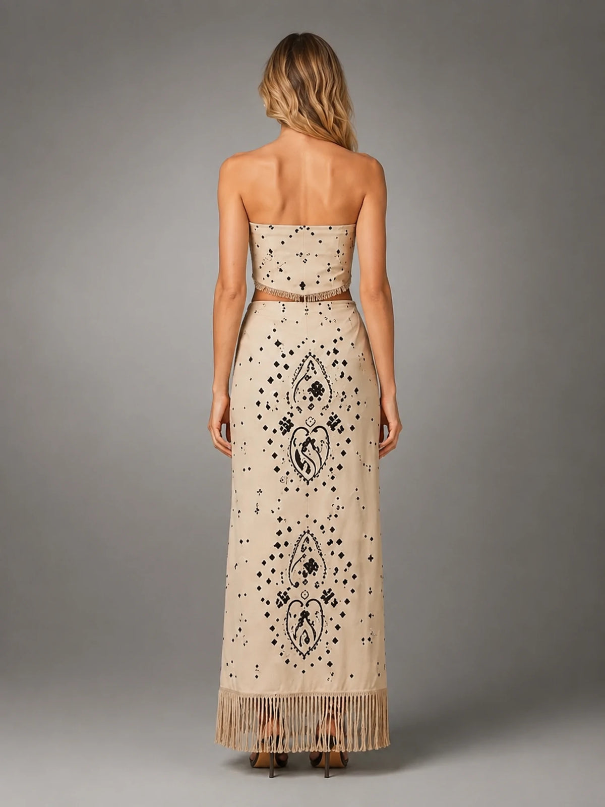 Women's Paisley Co-Ord Set – Tassel Detail