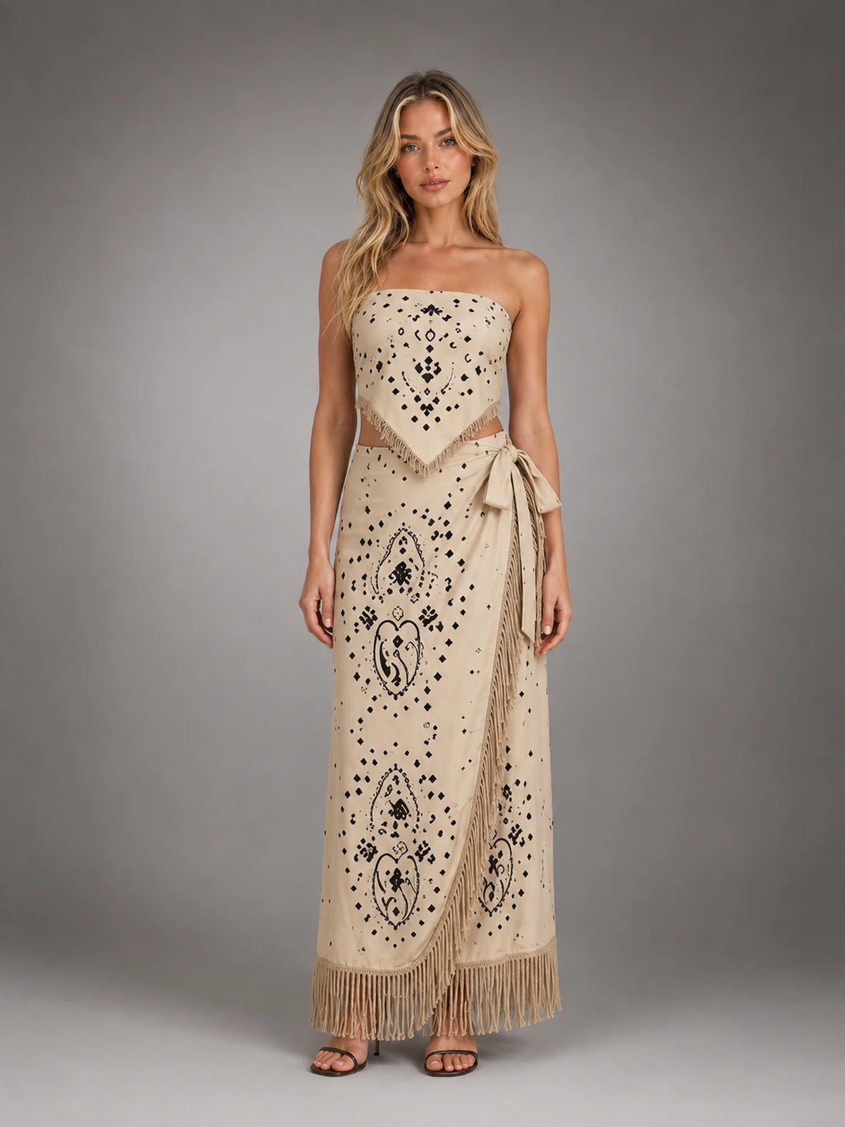 Women's Paisley Co-Ord Set – Tassel Detail