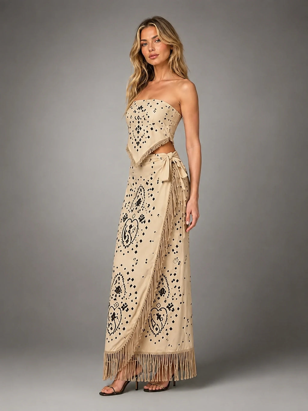 Women's Paisley Co-Ord Set – Tassel Detail