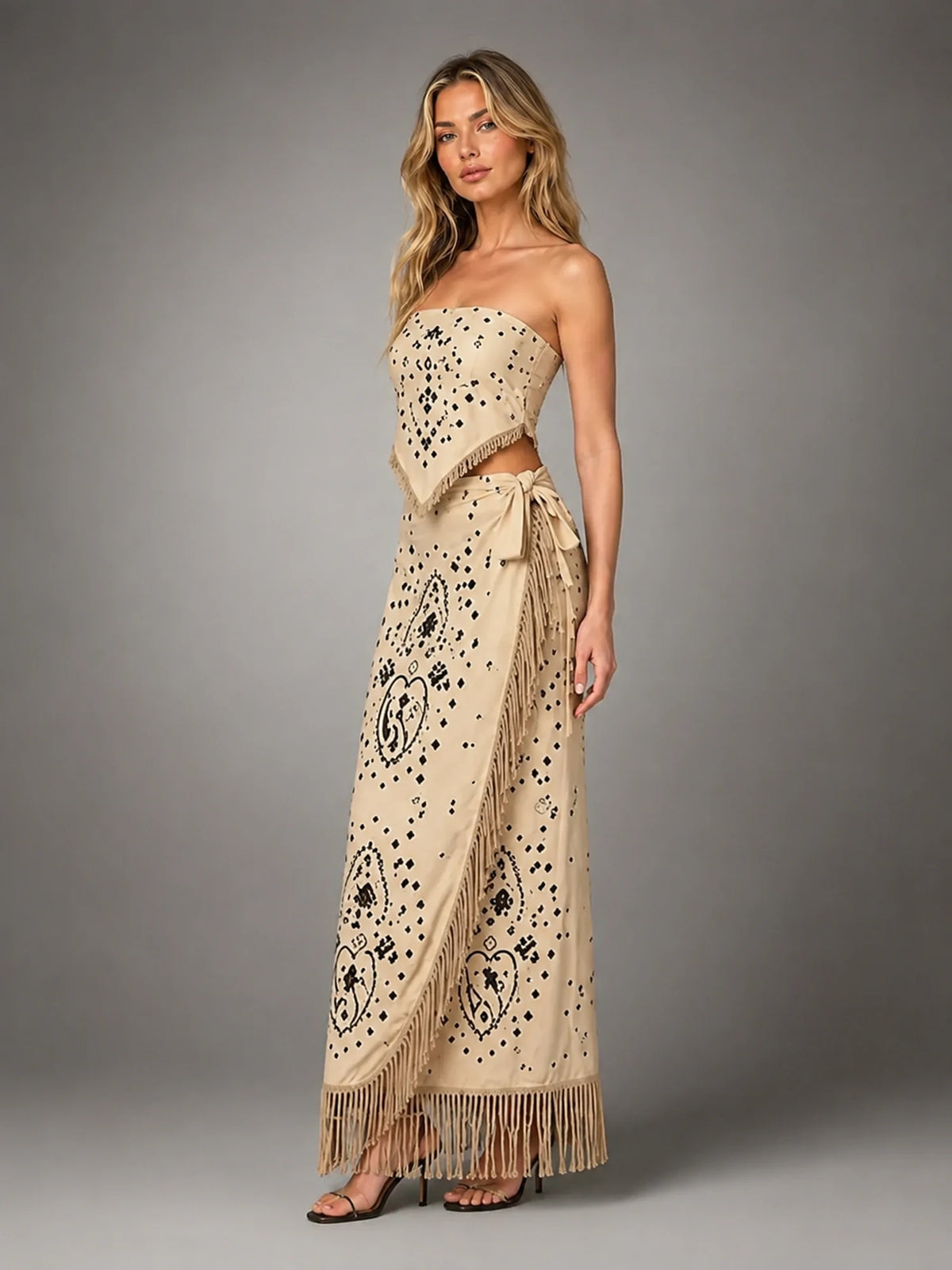 Women's Paisley Co-Ord Set – Tassel Detail