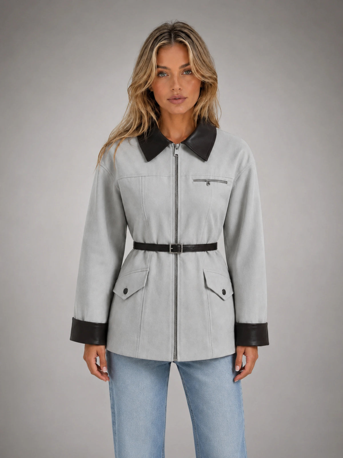 Women's Belted Tailored Blazer – Cinched-Waist Smart Style