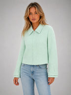 Women's Cropped Mint Jacket – Fresh Tailored Layer in mint, hover view