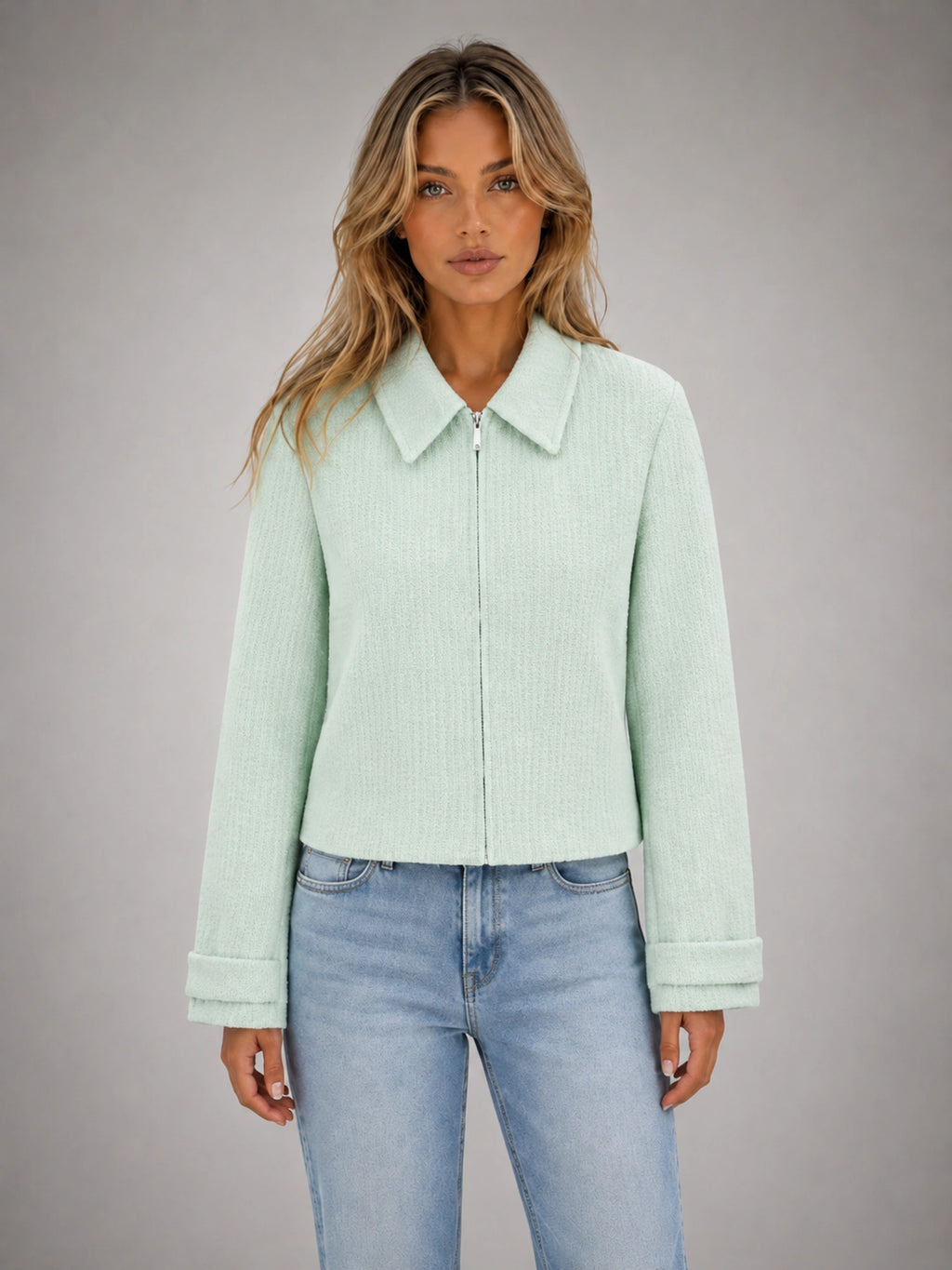 Women's Cropped Mint Jacket – Fresh Tailored Layer