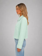Women's Cropped Mint Jacket – Fresh Tailored Layer in mint, side view