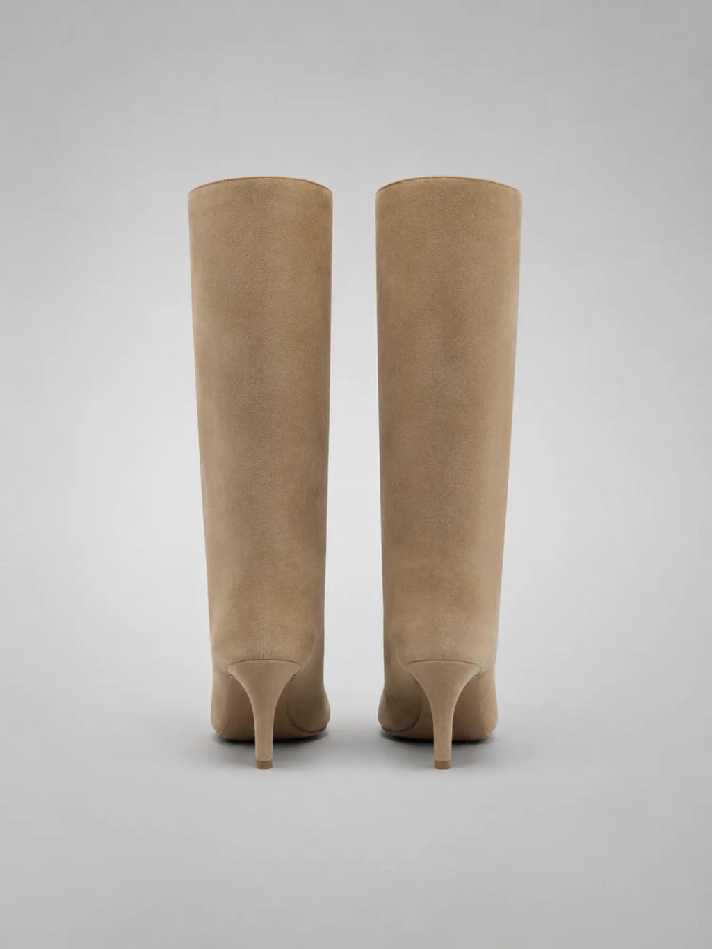 Women's Suede-Look Knee-High Boots – Pointed Toe Heel