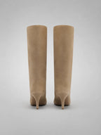 Women's Suede-Look Knee-High Boots – Pointed Toe Heel