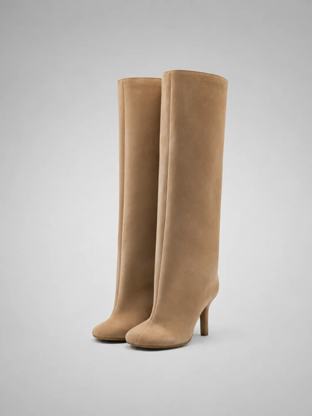 Women's Suede-Look Knee-High Boots – Pointed Toe Heel