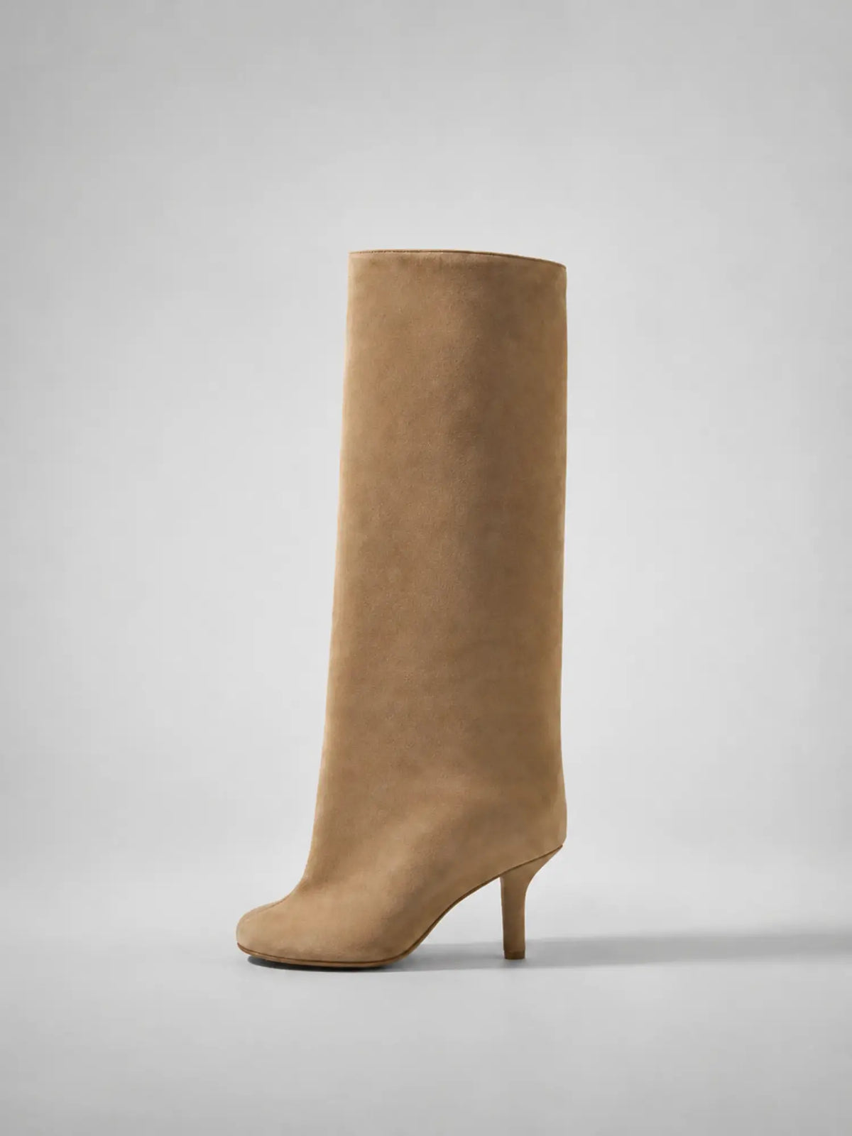 Women's Suede-Look Knee-High Boots – Pointed Toe Heel