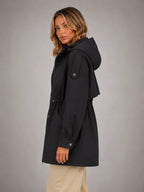 Women's Hooded Utility Jacket – Casual Lightweight Outerwear in black, side view