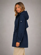 Women's Hooded Utility Jacket – Casual Lightweight Outerwear in navy, side view