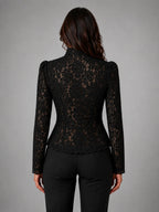 Women's Fitted Lace Blouse – Elegant Occasion Top in black, back view