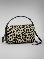 Women's Leopard Print Mini Bag – Double-Zip Crossbody Style in leopard, back view
