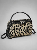 Women's Leopard Print Mini Bag – Double-Zip Crossbody Style in leopard, hover view