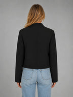 Women's Cropped Military Jacket – Structured Statement Style in black, back view