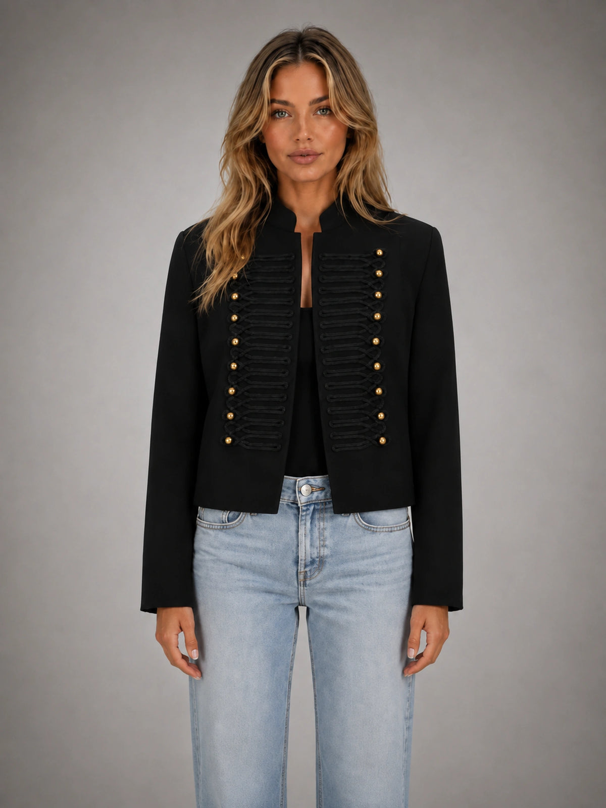 Women's Cropped Military Jacket – Structured Statement Style