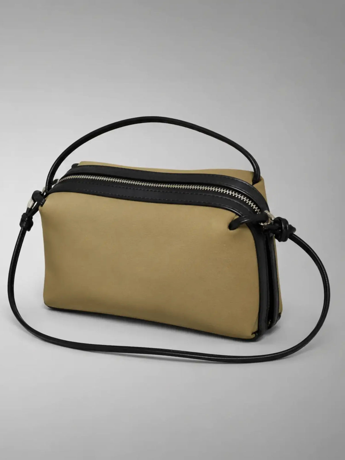Women's Mini Double-Zip Crossbody Bag – Compact Everyday Style in olive, back view