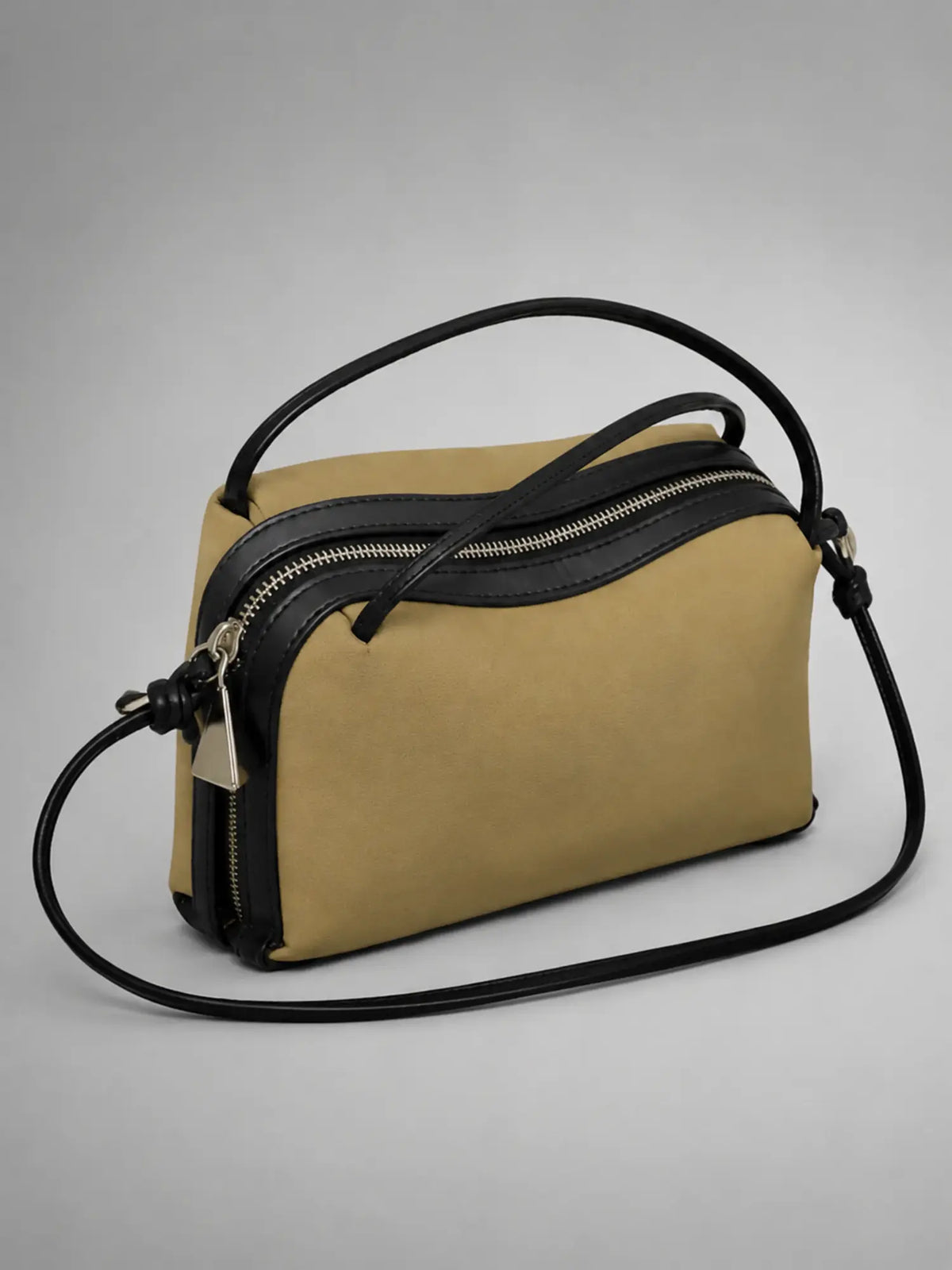 Women's Mini Double-Zip Crossbody Bag – Compact Everyday Style in olive, hover view