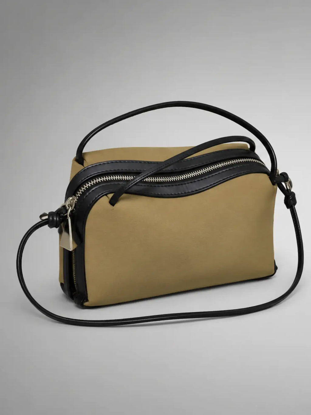 Women's Mini Double-Zip Crossbody Bag – Compact Everyday Style in olive, main view