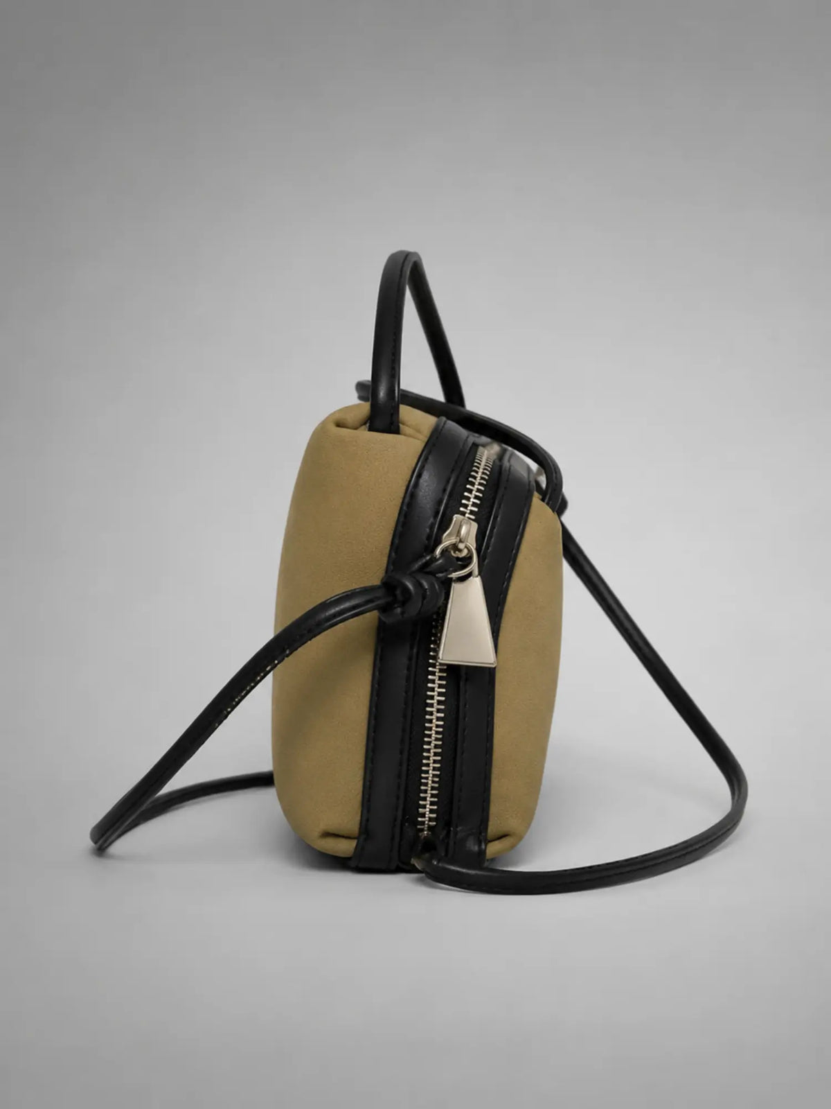 Women's Mini Double-Zip Crossbody Bag – Compact Everyday Style in olive, side view