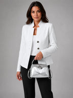 Women's Mini Double-Zip Crossbody Bag – Compact Everyday Style in silver, lifestyle view