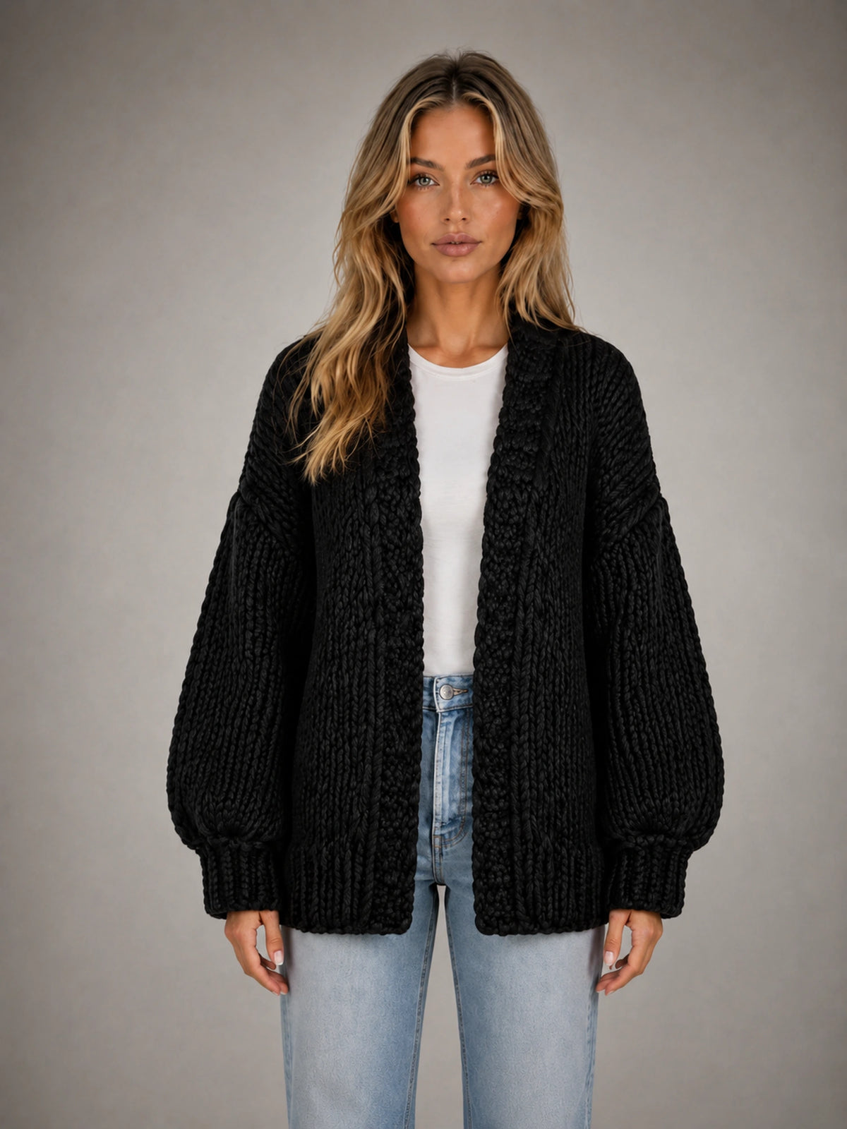 Women's Oversized Chunky Cardigan – Relaxed Longline Knit
