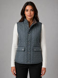 Women's Quilted Field Vest – Lightweight Layering Gilet in blue grey, main view
