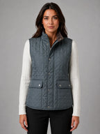 Women's Quilted Field Vest – Lightweight Layering Gilet in blue grey, main view