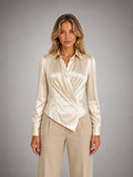 Women's Satin Draped Blouse – Elegant Occasion Top